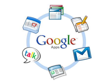 The Google Apps logo, including a diagram of some of the applications offered