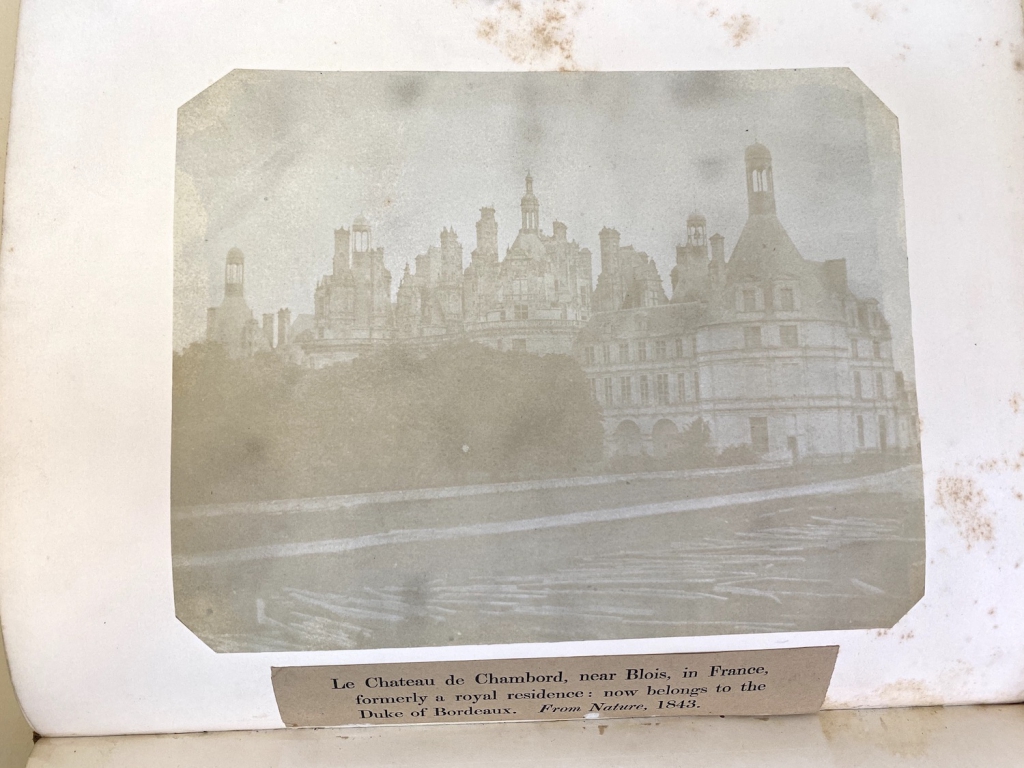 This paper photograph of Le Chateau de Chambord taken by Fox Talbot is one of the largest and best photographic prints by Fox Talbot issued in any copies of the Art Union Monthly Journal for 