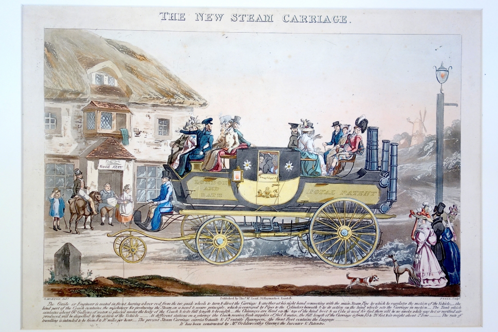 This print with its lengthy caption explaining the operation of the steam carriage was probably issued to promote the product. As the print indicated, the Carriage operated between London and