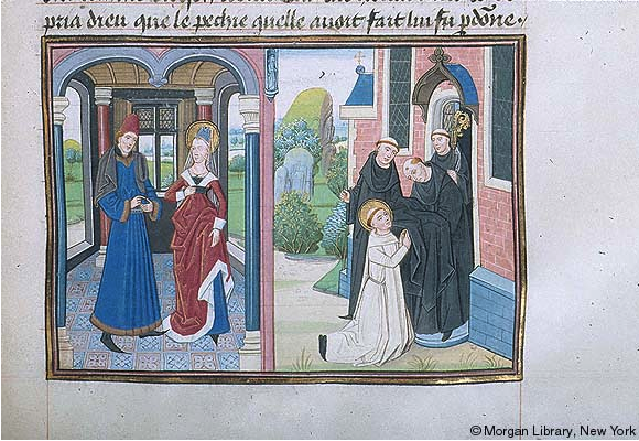 Miniature from an illuminated manuscript in The Morgan Library & Museum of the Golden Legend translated into French by Jean de Vignay, produced in Bruges, 1445-1465. MS M.672-5 III, fol. 310r. de Vignay