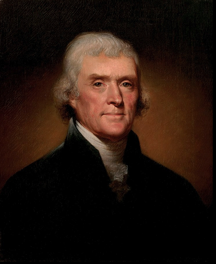 Official Presidential portrait of Thomas Jefferson (by Rembrandt Peale, 1800)(cropped).
