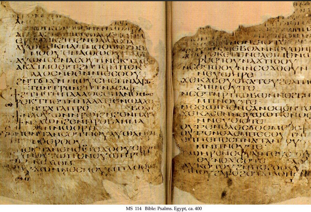 Psalter in Sahidic, a Coptic Egyptian dialect (c. 400 CE), Sohag, Egypt. Schøyen Collection MS 114.