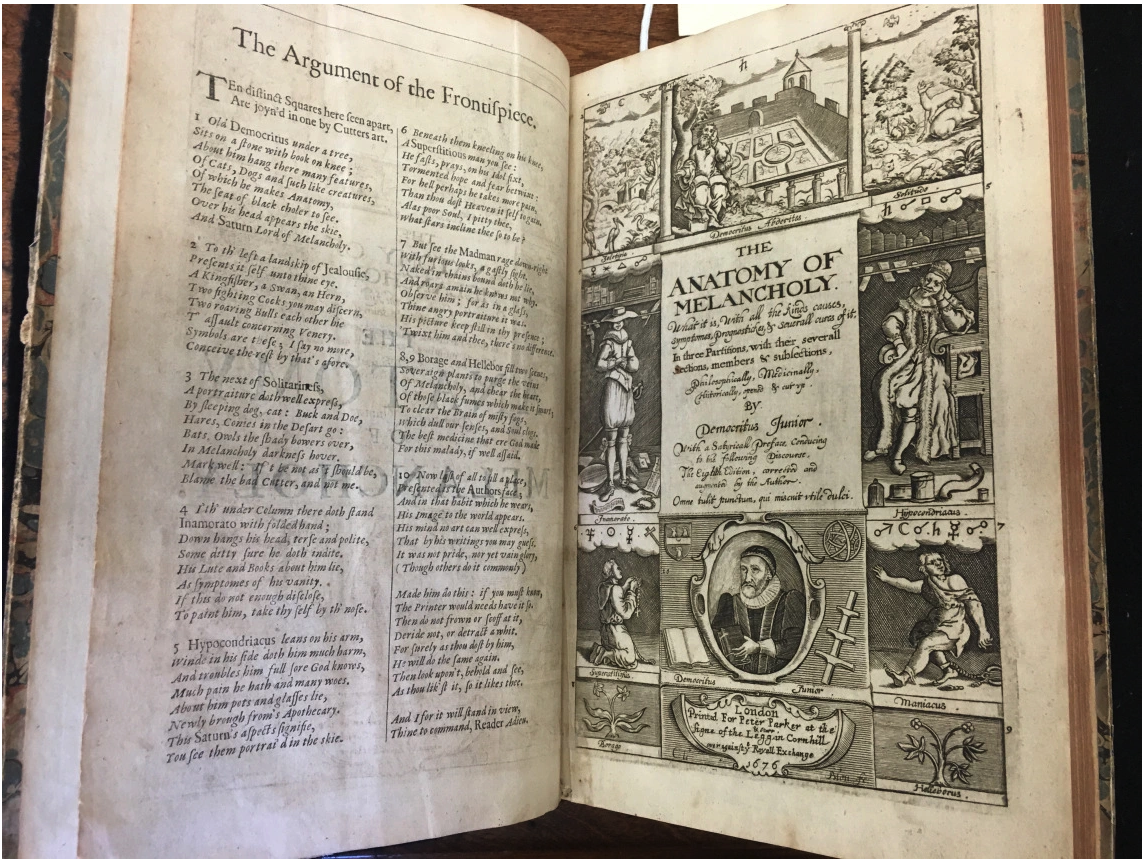 This image of the 8th edition (1676) has the advantage of showing the captions to the engraved title page as well as the title page.