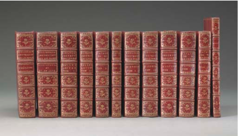 This remarkable set is one of only 50 large paper copies in uniform contemporary French red morocco gilt bindings, with gilt edges. The set sold for $57,600 at Christie