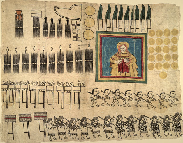 Part of the Huexotzinco Codex, written on amate.