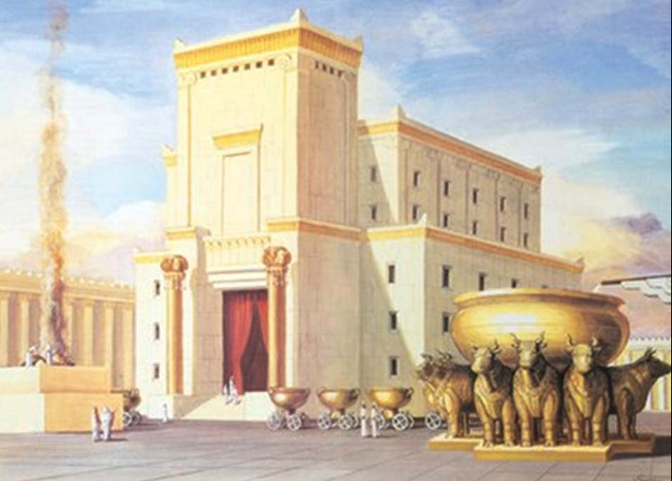 Artistic and imaginative depiction of the First Temple or Solomon