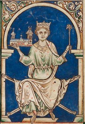 Henry III, King of England miniature painting from Matthew Paris, Historia Anglorum,  (British Library, MS Royal 14 C VII f.9).