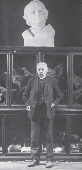 William Bateson standing under the statue of Mendel in the State Darwin Museum, Moscow, 1925. John Innes Archives reference number WB/A-34. Courtesy of the John Innes Foundation.