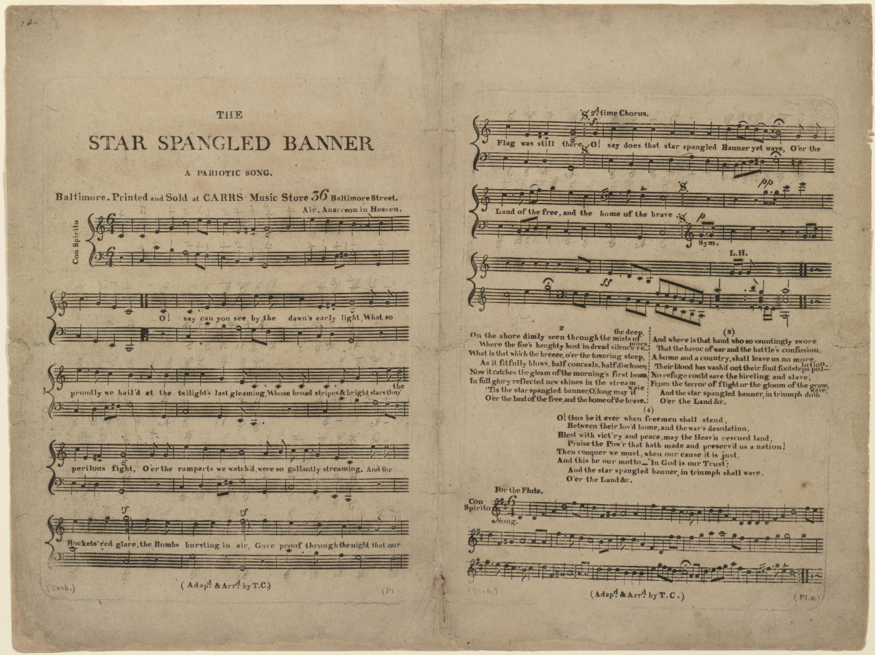 One of the 11 surviving copies of the first printed edition of The Star-Spangled Banner.