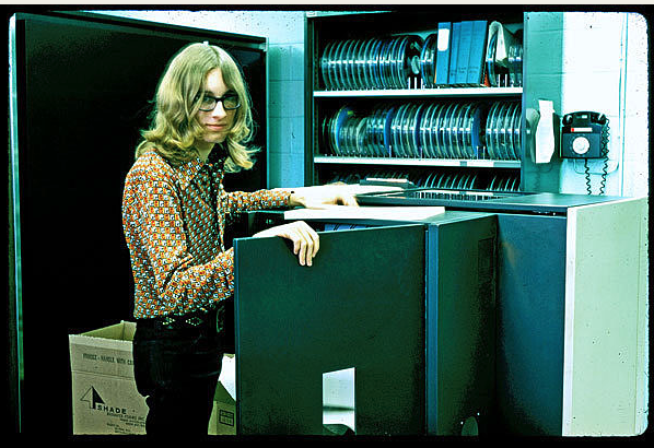 David R. Wooley in the CERL PLATO computer room circa 1973