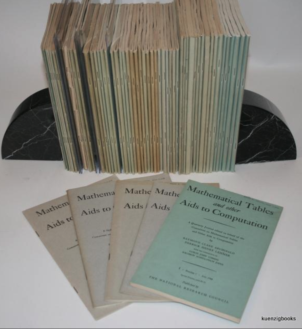 A nearly complete run of "Mathematical Tables and Other Aids to Computation" in the original printed wrappers as issued.