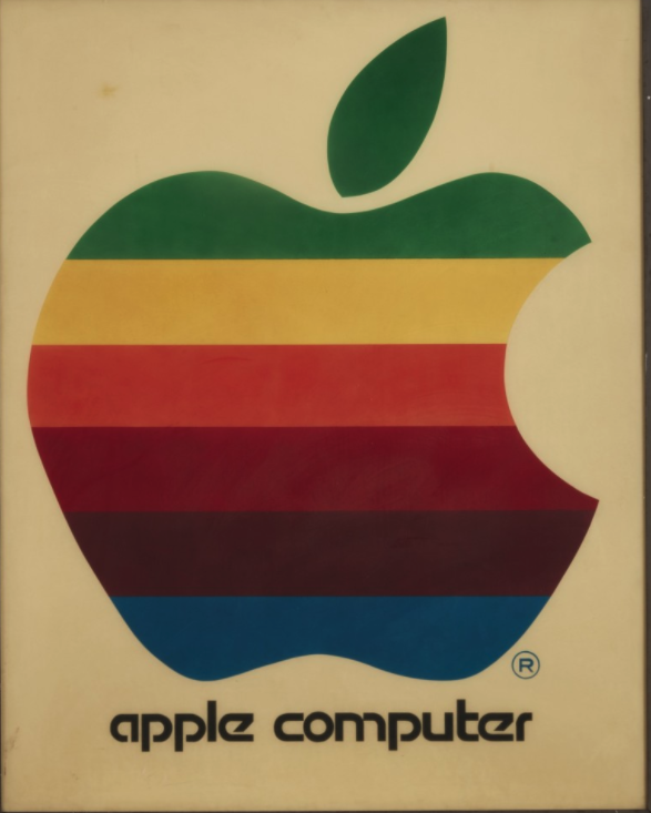 Original Apple Computer Inc Rainbow Apple logo sign, circa 1978