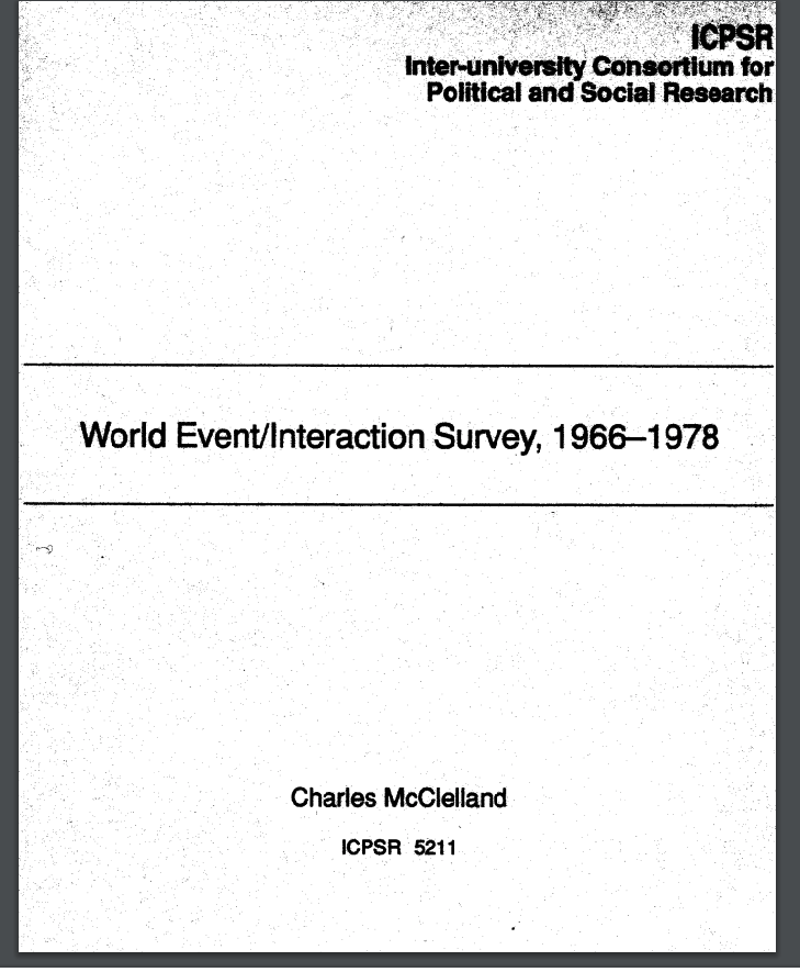 World Event/Interaction Survey, 1966-1978 title page