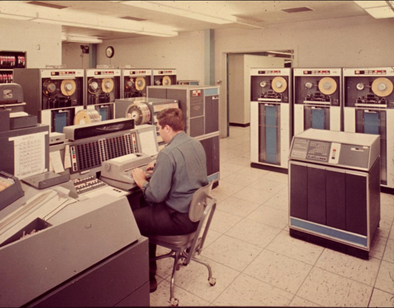 Operator's console and part of the overall system of the IBM 7030 Stretch, IBM's firs supercomputer.