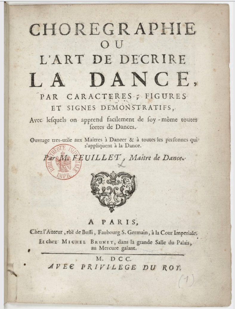 Title pager of Feuillet's Choregraphie (1700)