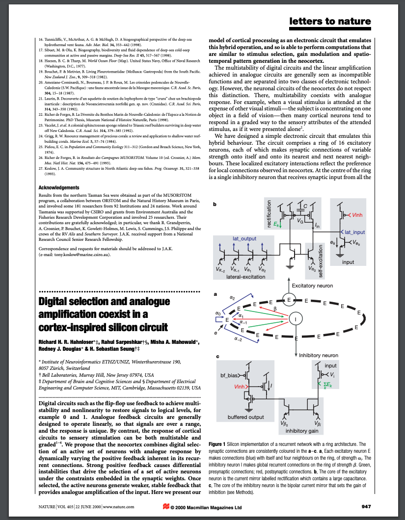 First page of paper published in Nature