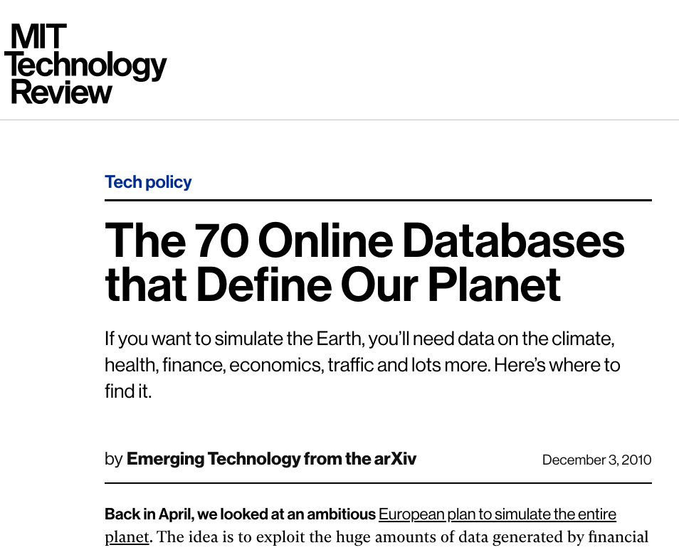 70 Online Databases that Define Our Planet