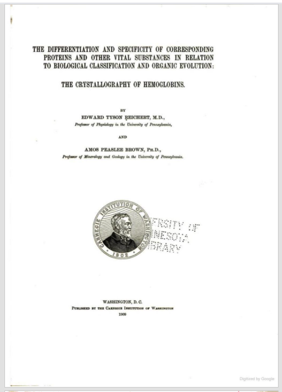 Title page of Reichert & Brown,Differentiation and specificity of corresponding proteins