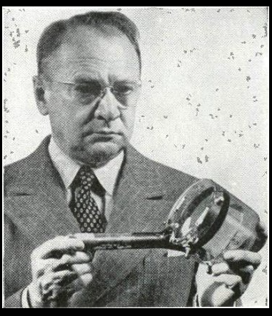 Zworykin holding the iconoscope tube from a 1950 magazine article.