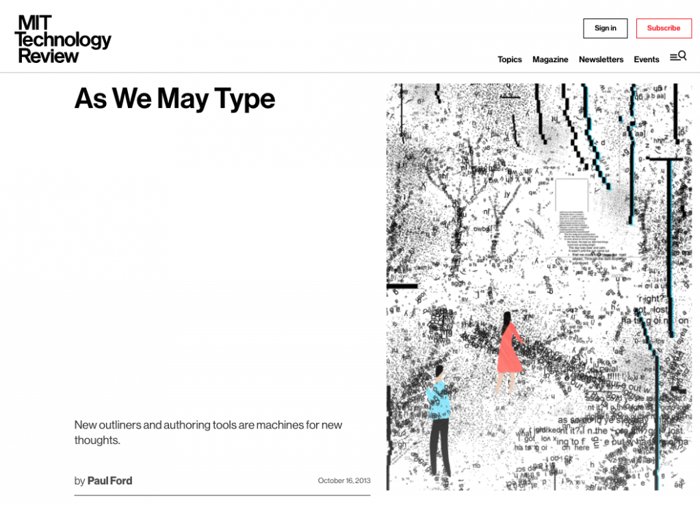 Screenshot showing "As We May Type" title and illustration