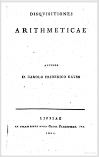 Title page of Gauss, Disquisitiones arithmeticae