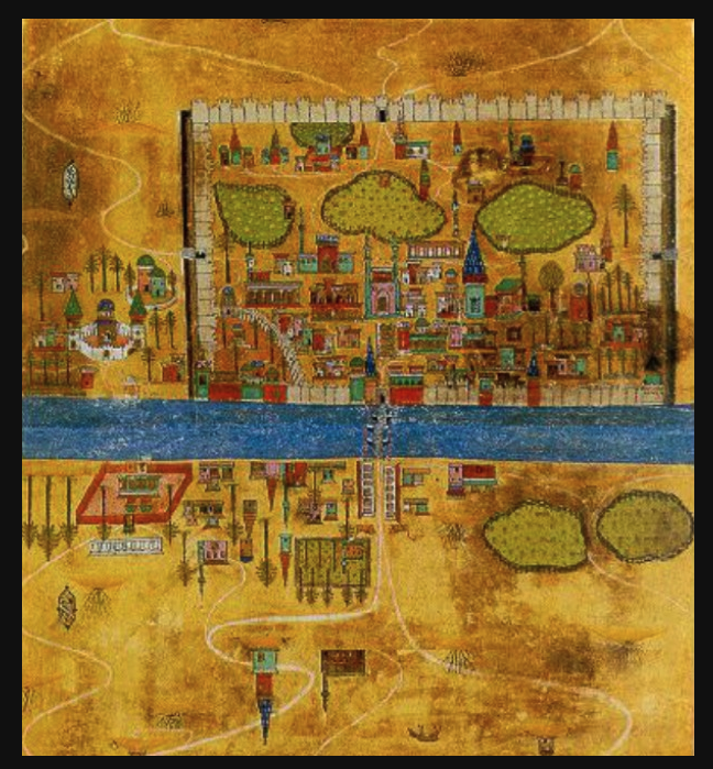 An Arab city of the early medieval period from a "contemporary manuscript."