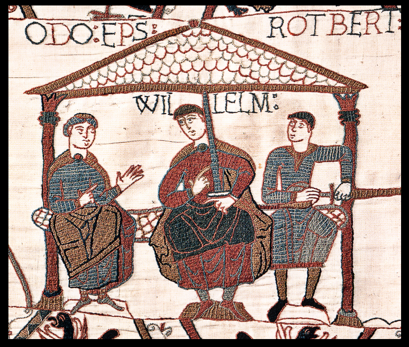 Image from the Bayeux Tapestry showing William with his half-brothers