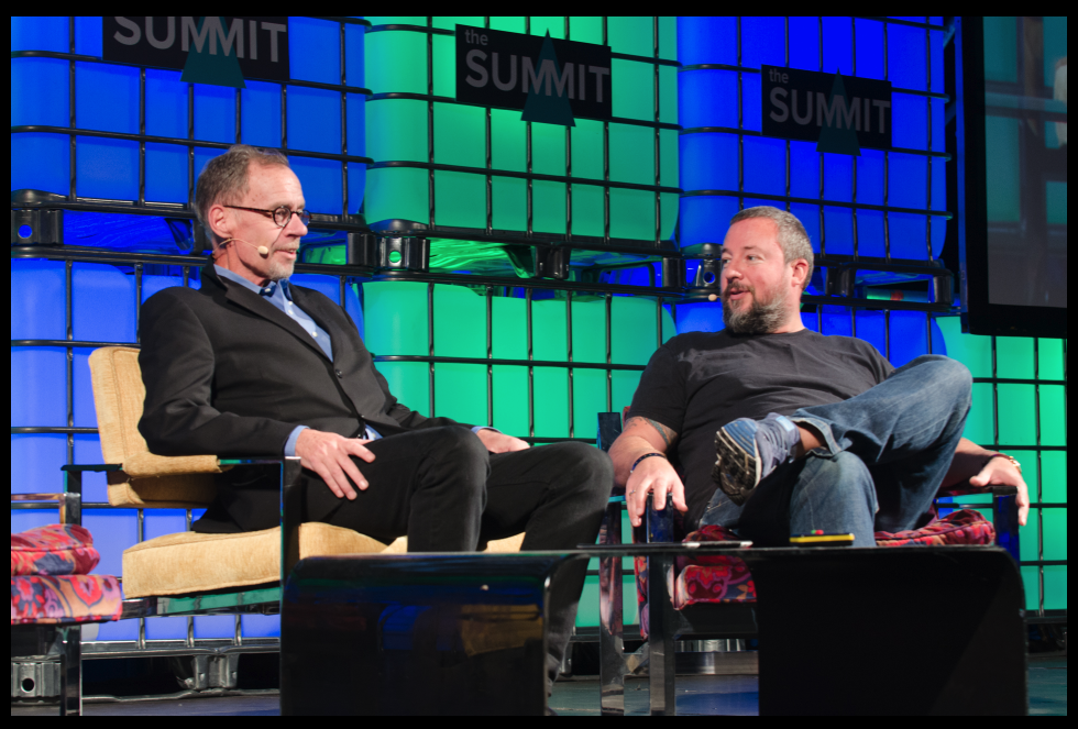 David  Carr in conversation with Vice co-founder Shane Smith at the 2013 Web Summit