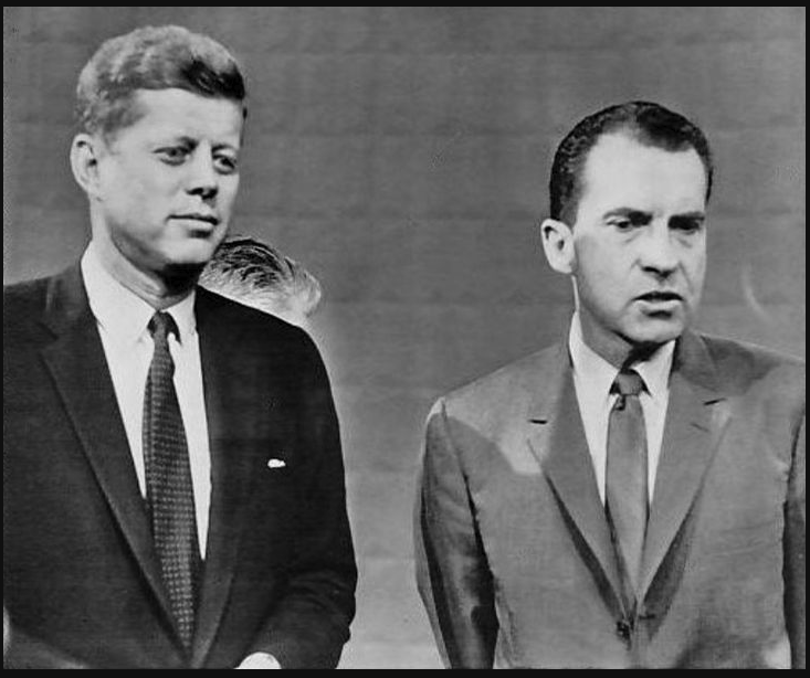 John F. Kennedy and Richard Nixon at the first Kennedy-Nixon debate, Chicago, 1960.