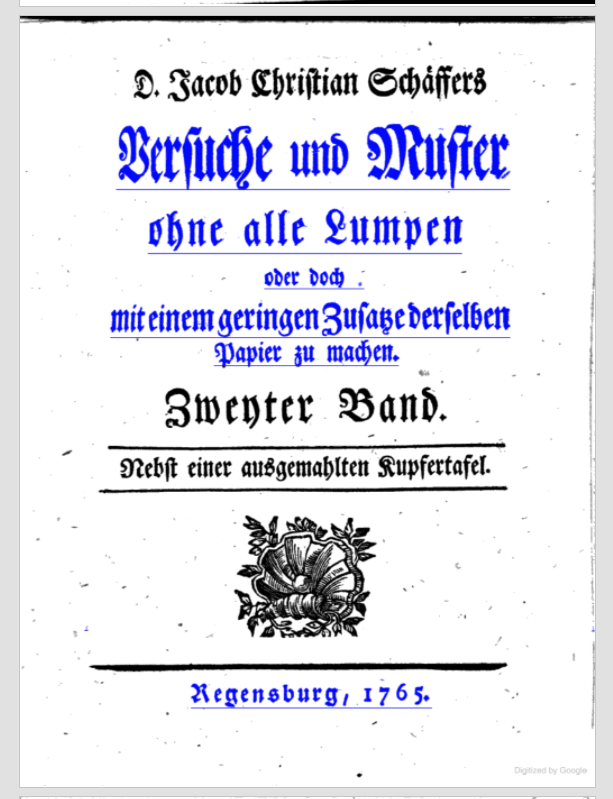 Title page of Schaeffer's work on paper