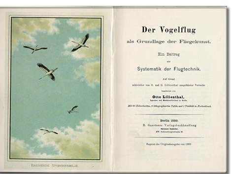 Title page and frontispiece of Lilienthal Der Vogelflug