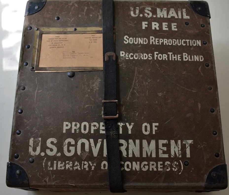 Box containing Sound Reproduction Records for the Blind