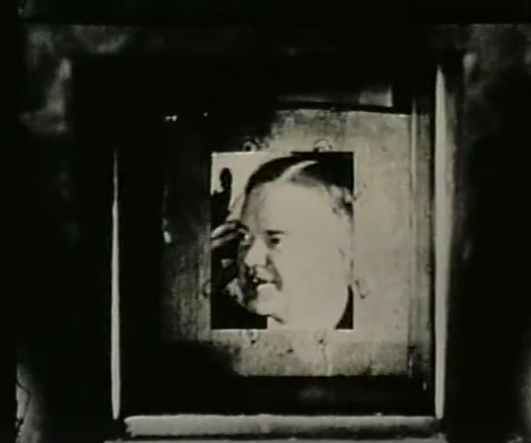 Image of Herbert Hoover in first demonstration of an electromechanical TV broadcast.