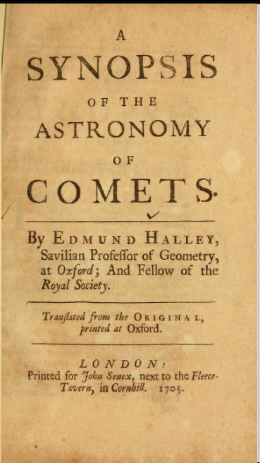 Title page of the first English translation of Halley's pamphlet.