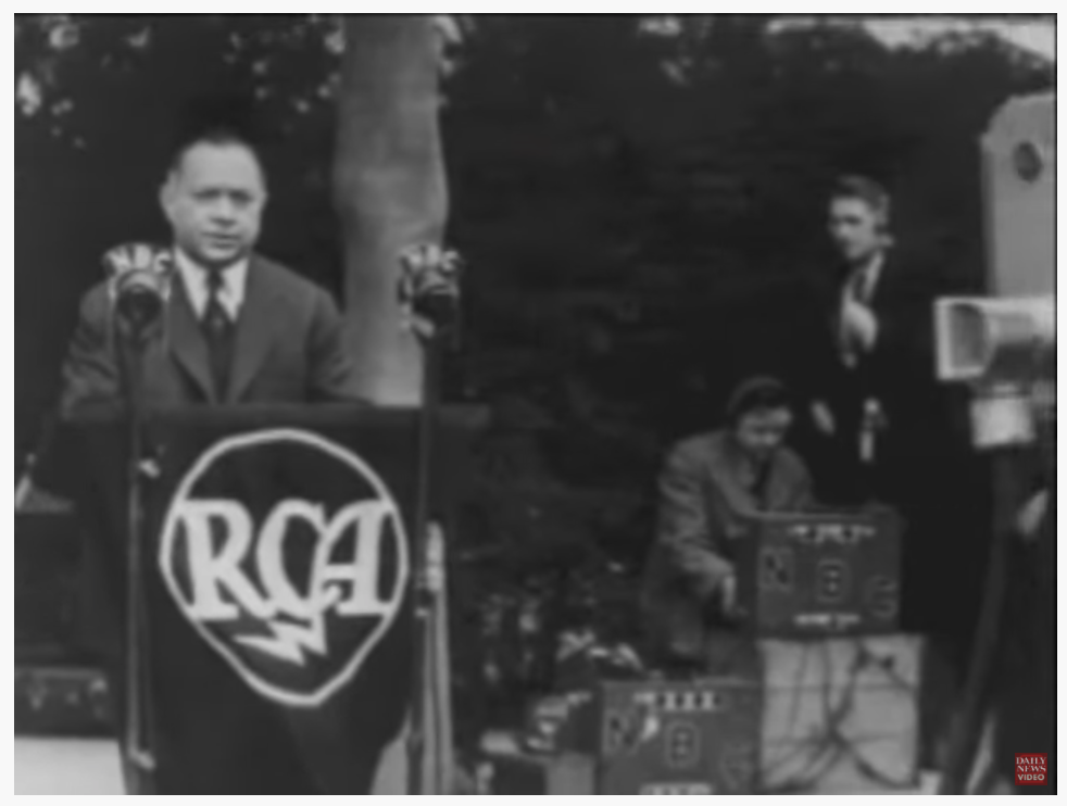 David Sarnoff introducing television from the video of his historic broadcast.