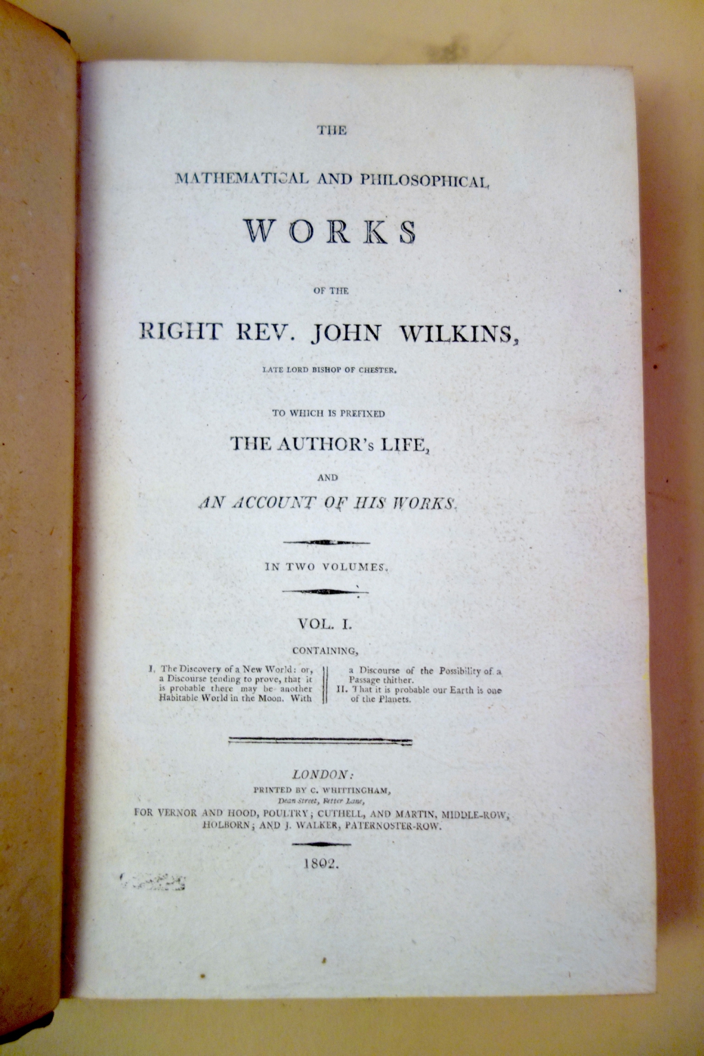 Title page of Wilkins works