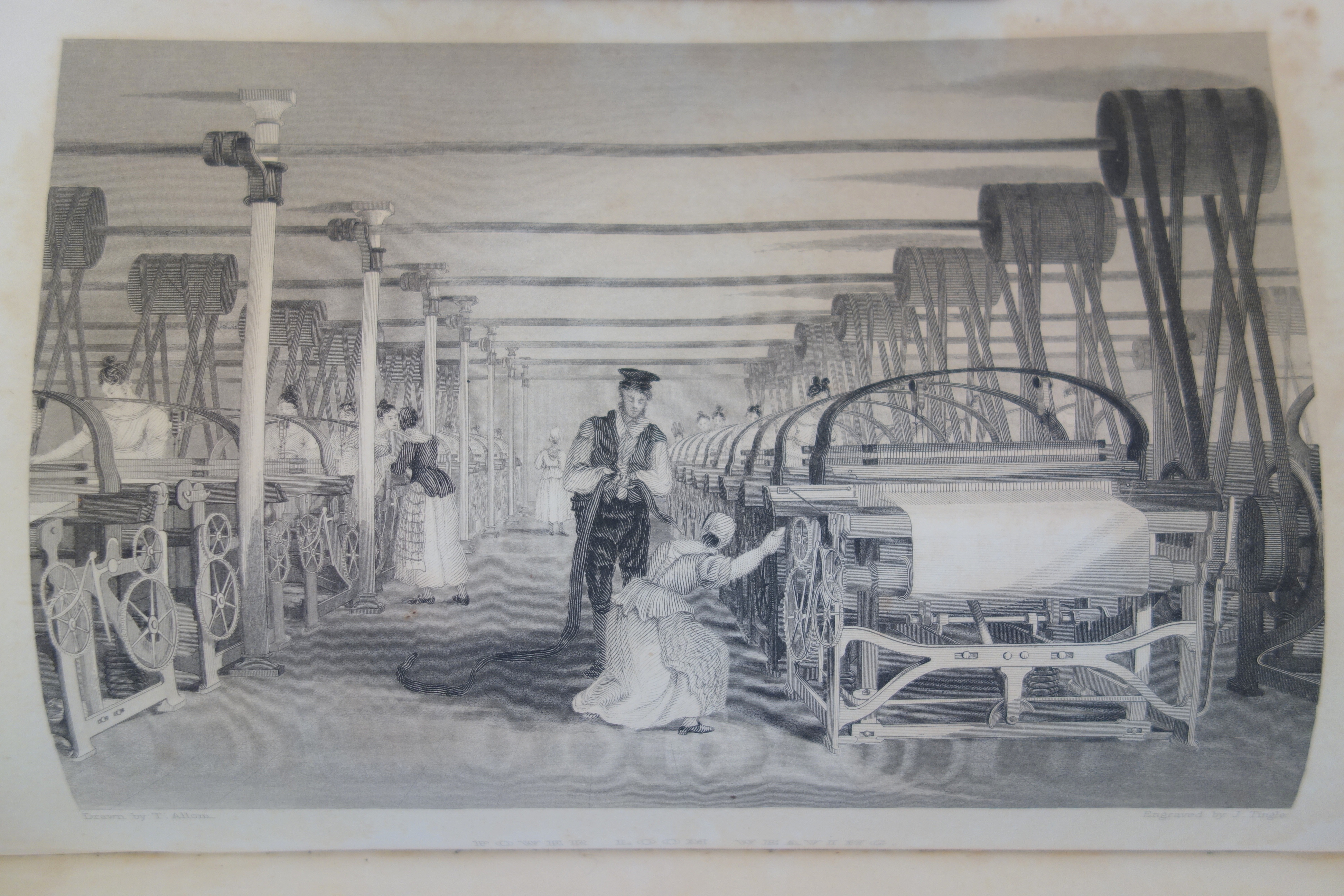 The Roberts iron power looms shown here were mainly operated by women and children. From Baines,  History of the Cotton Manufacture in Great Britain (1835).