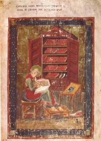 Portrait of Ezra, from folio 5r at the start of Old Testament Testament