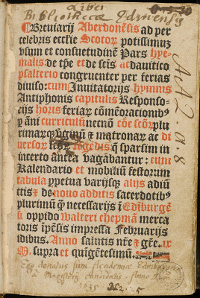  The Aberdeen Breviary, published in 1507 and the first major work to be printed in Scotland, briefly recounts the lives of various Scottish saints. (View Larger)