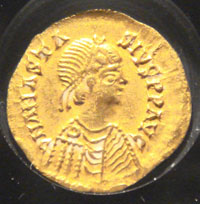 Alaric II, as depicted on a Visigothic coin. (View Larger)