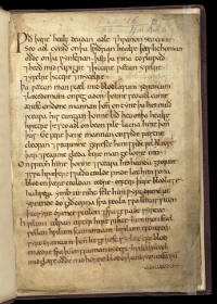 Folio 1r of Harley MS 55, the only surviving copy of the Leechbook of Bald. The manuscript resides in the British Library. (View Larger)