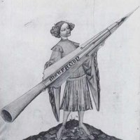 This drawing, from Kyeser's 'Bellifortis,' depicts Alexander the Great holding a rocket. The legend of Alexander was a personal facination for Kyeser. (View Larger)