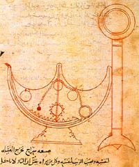 A diagram of a 'self trimming lamp' from the Book of Ingenious devices, preserved in the 'Granger Collection' in New York. (View Larger)