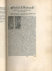 The first edition of Bracton, printed in 1569 by Richard Tottel. (View Larger)