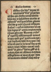 Johannes Gutenberg printed the only surviving copy of the Bulla Thurcorum, which instituted special prayers for Christians during the Turkish encroachment in the Balkans as part of an effort to galvanize European unity in preparation for another Crusade. (View Larger)
