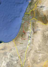 A map of Israel, with Caesarea Maritima highlightd in blue. (View Larger)