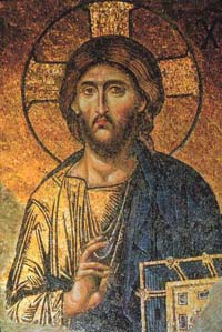 A mosaic of Jesus Christ, located in the Hagia Sophia.