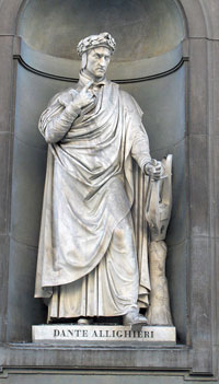 A statue of Dante at the Uffizi. (View Larger)