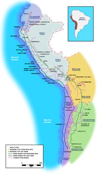 A map of the Inca road system. (View Larger)