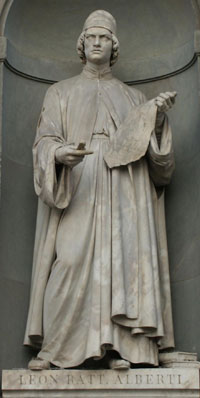 A statue of Leon Lattista Alberti in the Uffizi museum. (View Larger)